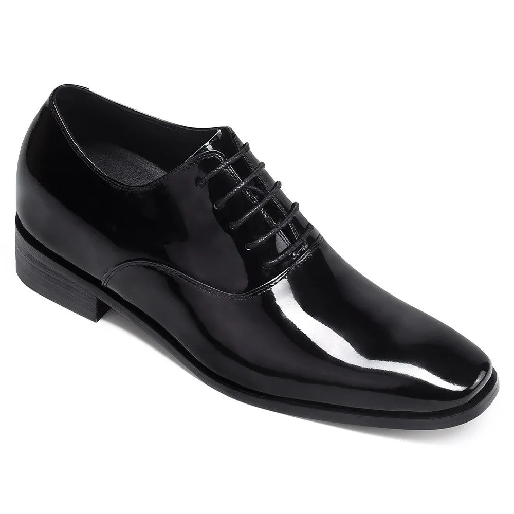This item only ships to the United States - 7 CM / 2.76 Inches CMR CHAMARIPA  Glossy Elevator Tuxedo Shoes Patent Leather High Increase Shoes