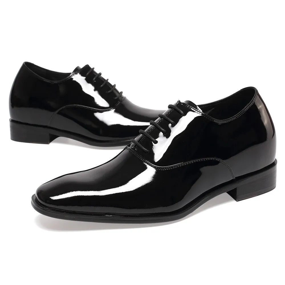 This item only ships to the United States - 7 CM / 2.76 Inches CMR CHAMARIPA  Glossy Elevator Tuxedo Shoes Patent Leather High Increase Shoes