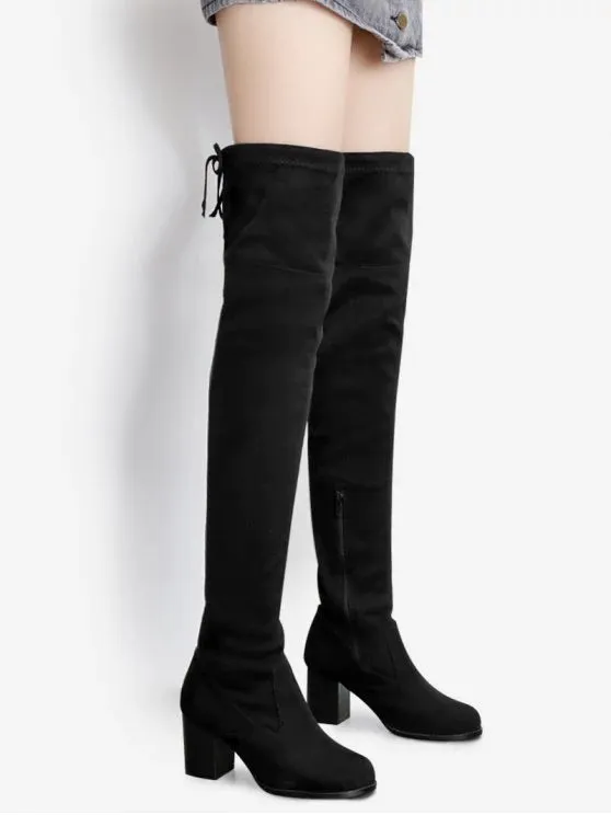 Trendy Suede Pointed Toe Over The Knee Boots