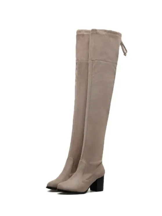Trendy Suede Pointed Toe Over The Knee Boots