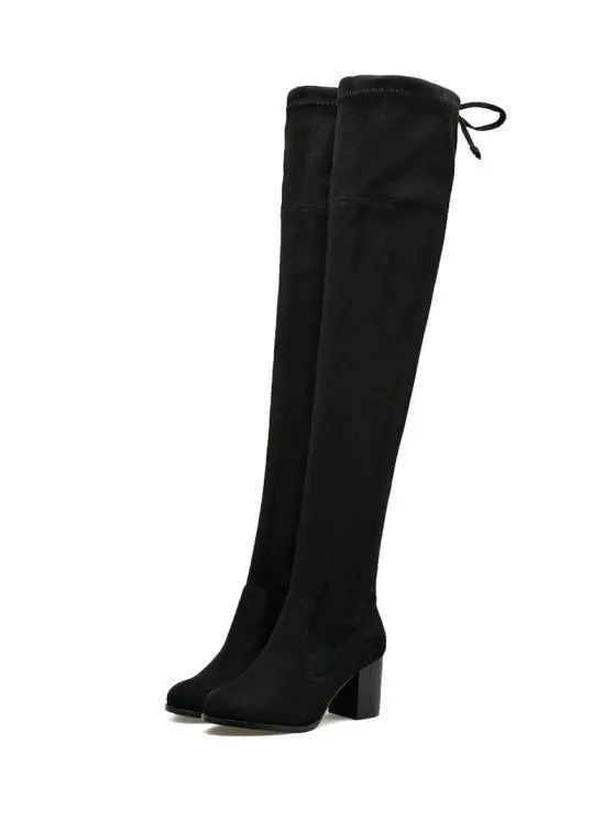 Trendy Suede Pointed Toe Over The Knee Boots