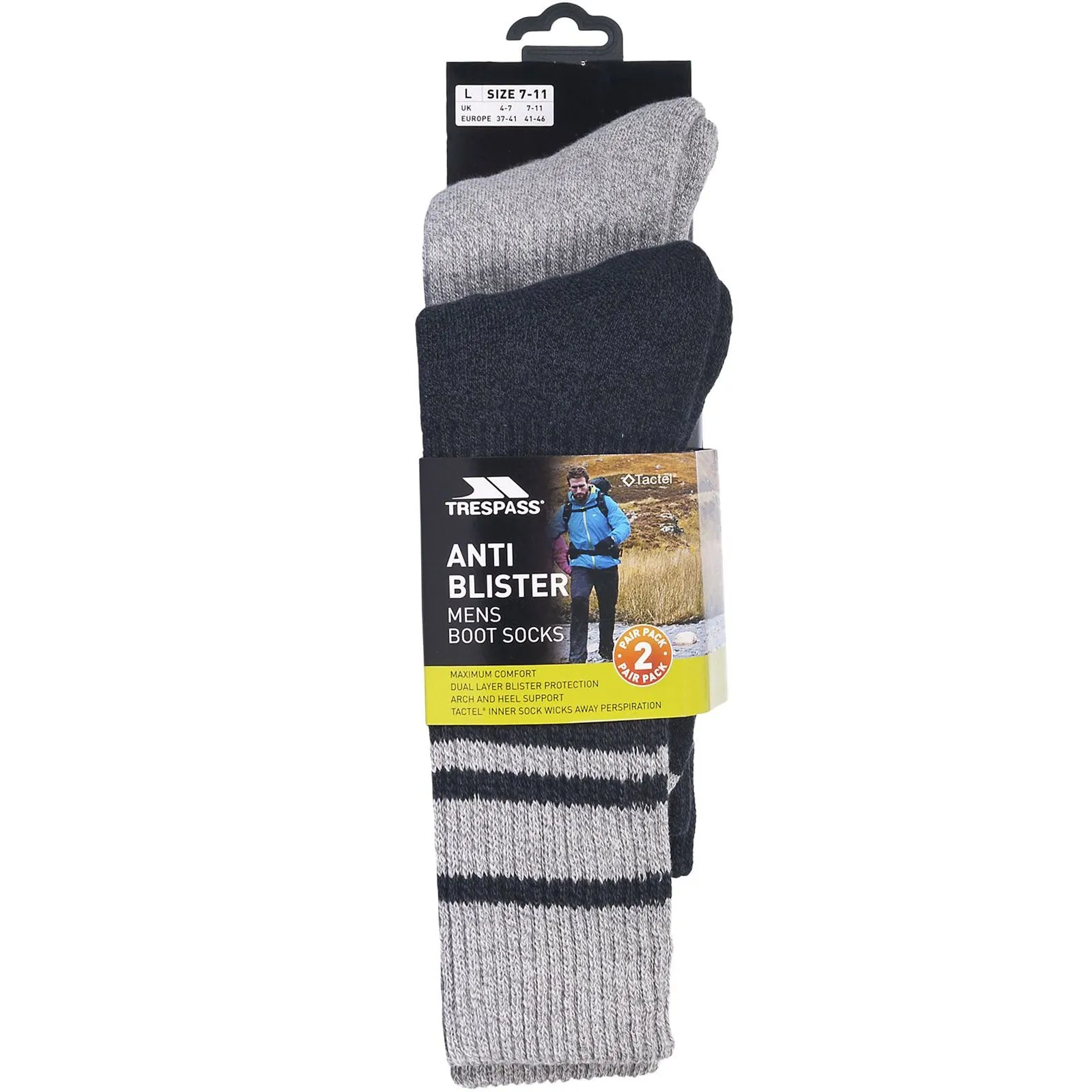 Trespass Mens Anti-Blister 2-Pack Walking Hitched Socks