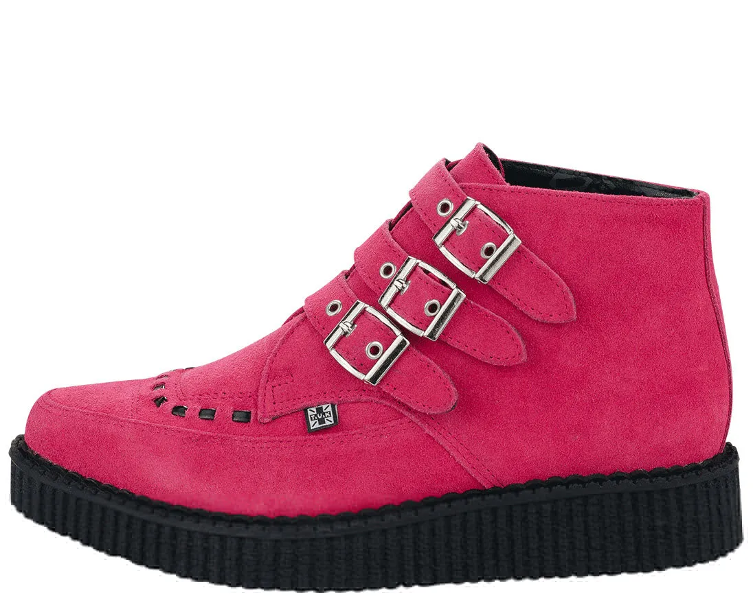 T.U.K Pink Suede Buckle Pointed Creeper Boot