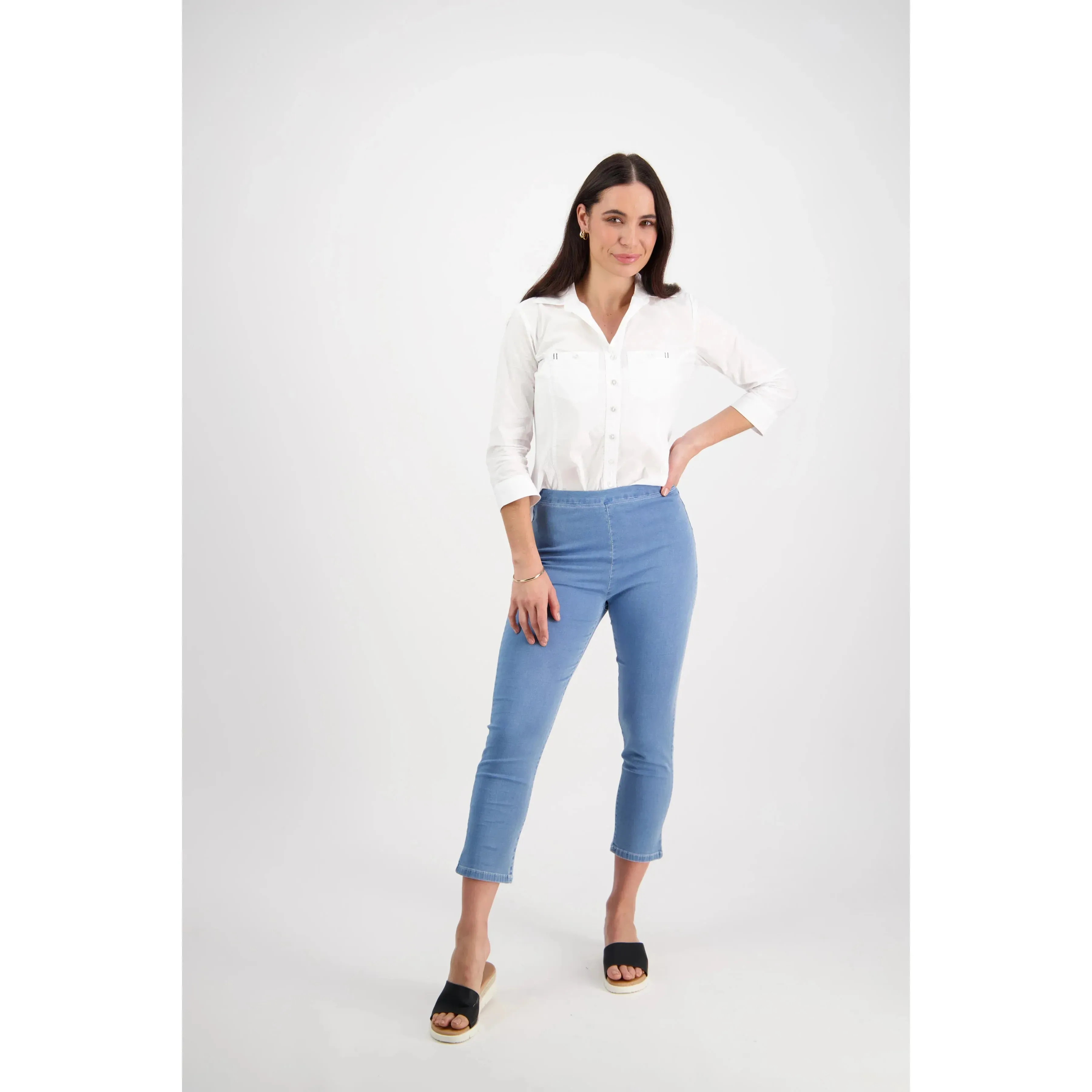 Vassalli - Skinny Leg 7/8 Length Lightweight Pull On - Ice