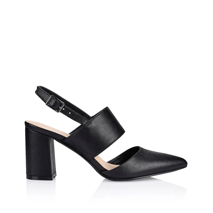 Verali Ena Closed Toe Block Heels Black Smooth