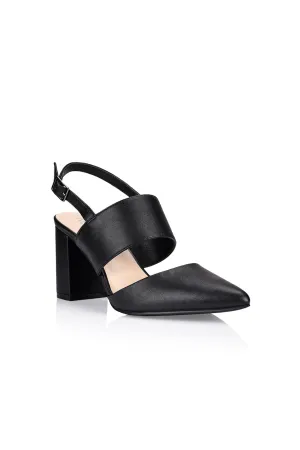 Verali Ena Closed Toe Block Heels Black Smooth