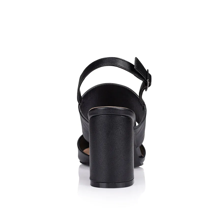 Verali Ena Closed Toe Block Heels Black Smooth
