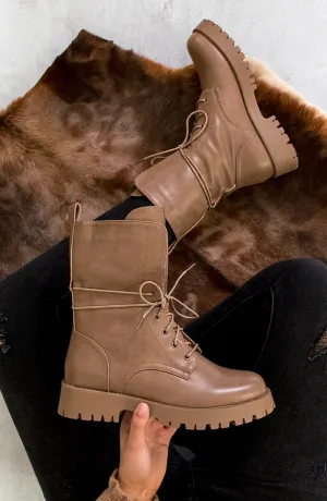 Veter Boots Leer Taupe