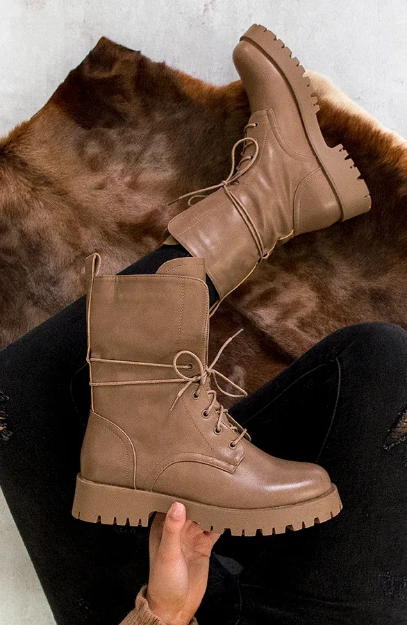 Veter Boots Leer Taupe