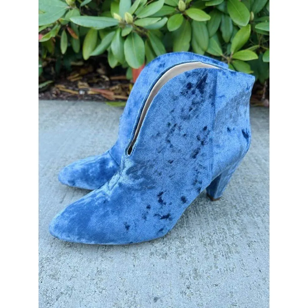 Vince Camuto Crushed Velvet Evanata Ankle Booties in Dusty Blue - Size 8