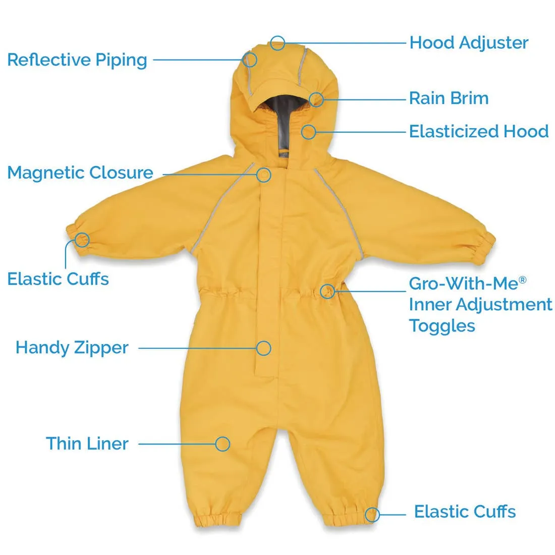 Waterproof Puddle Dry One Piece Rain Suit | Yellow