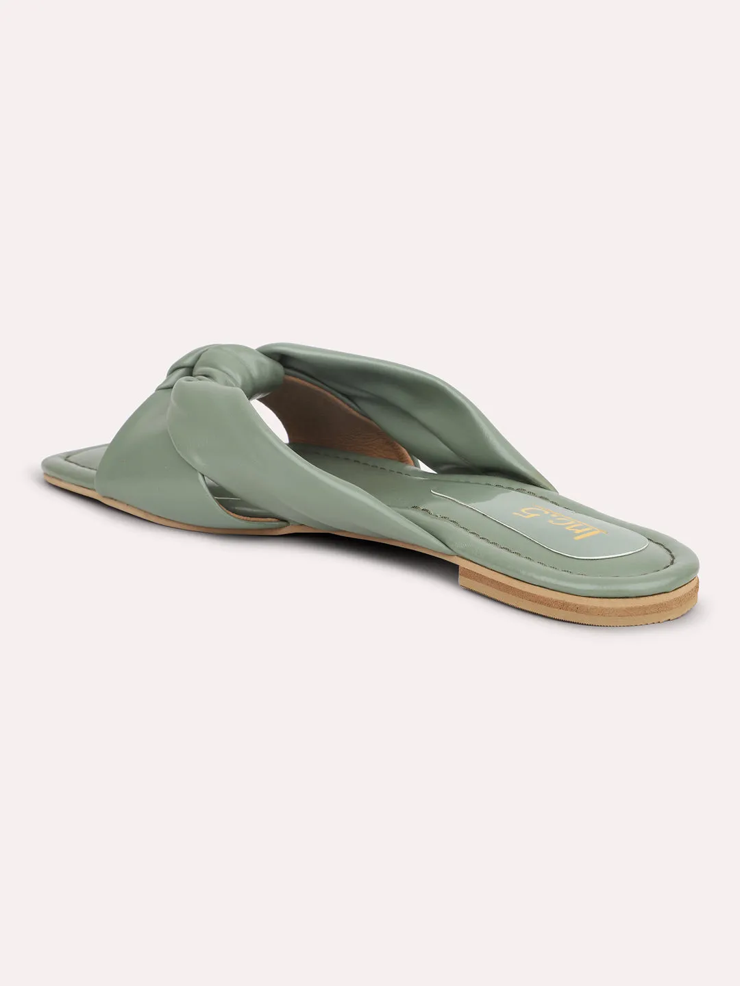 Women Green Open Toe Flats