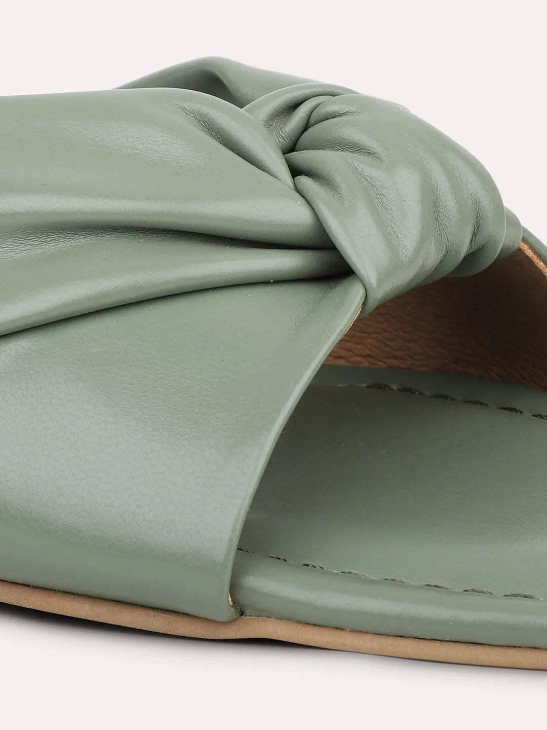 Women Green Open Toe Flats