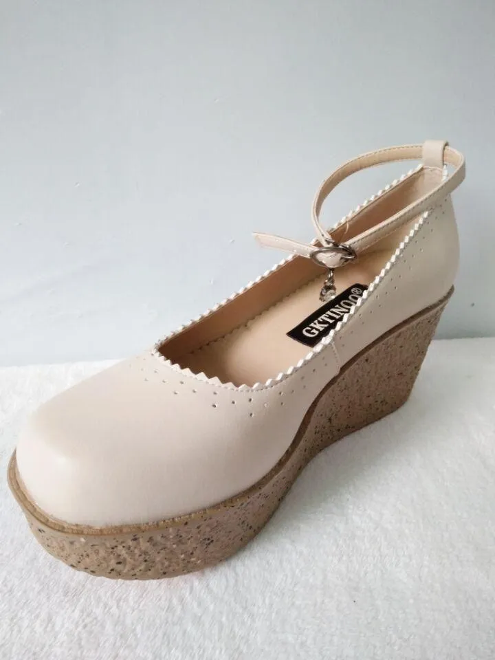 Women's Casual Shoes Leather Comfort Wedges Breathable Pumps WCS0348