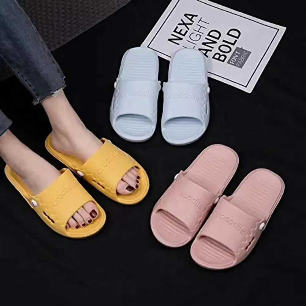 Women's Comfy Indoor Open-Toe Yellow EVA Slides