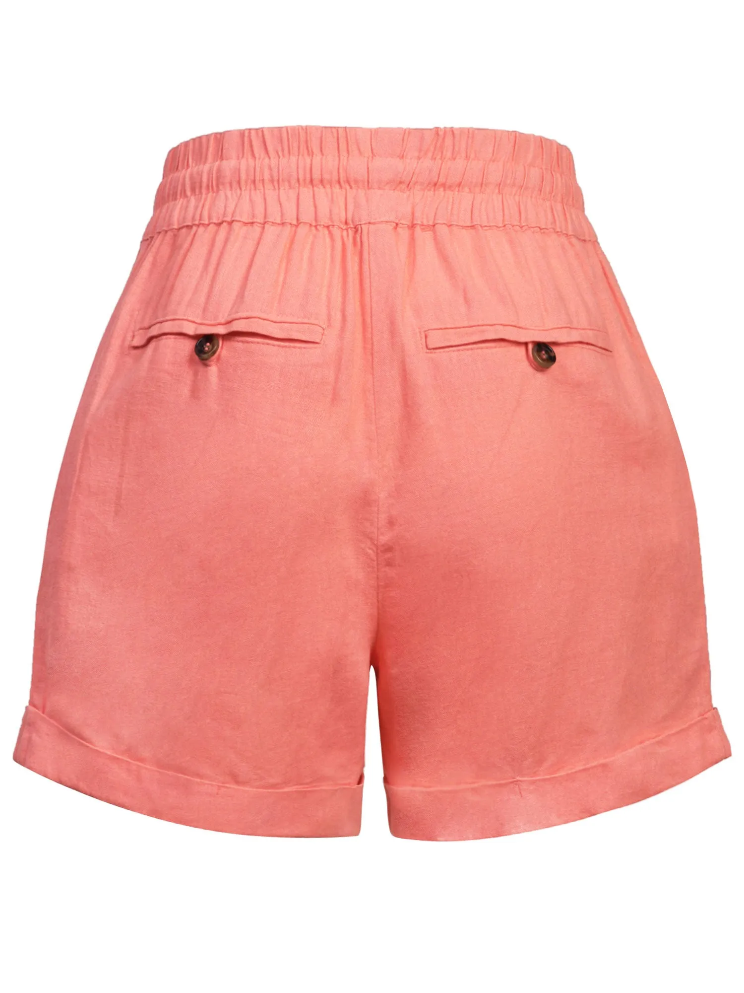Womens Lightweight Linen Shorts with Drawstring and Pockets