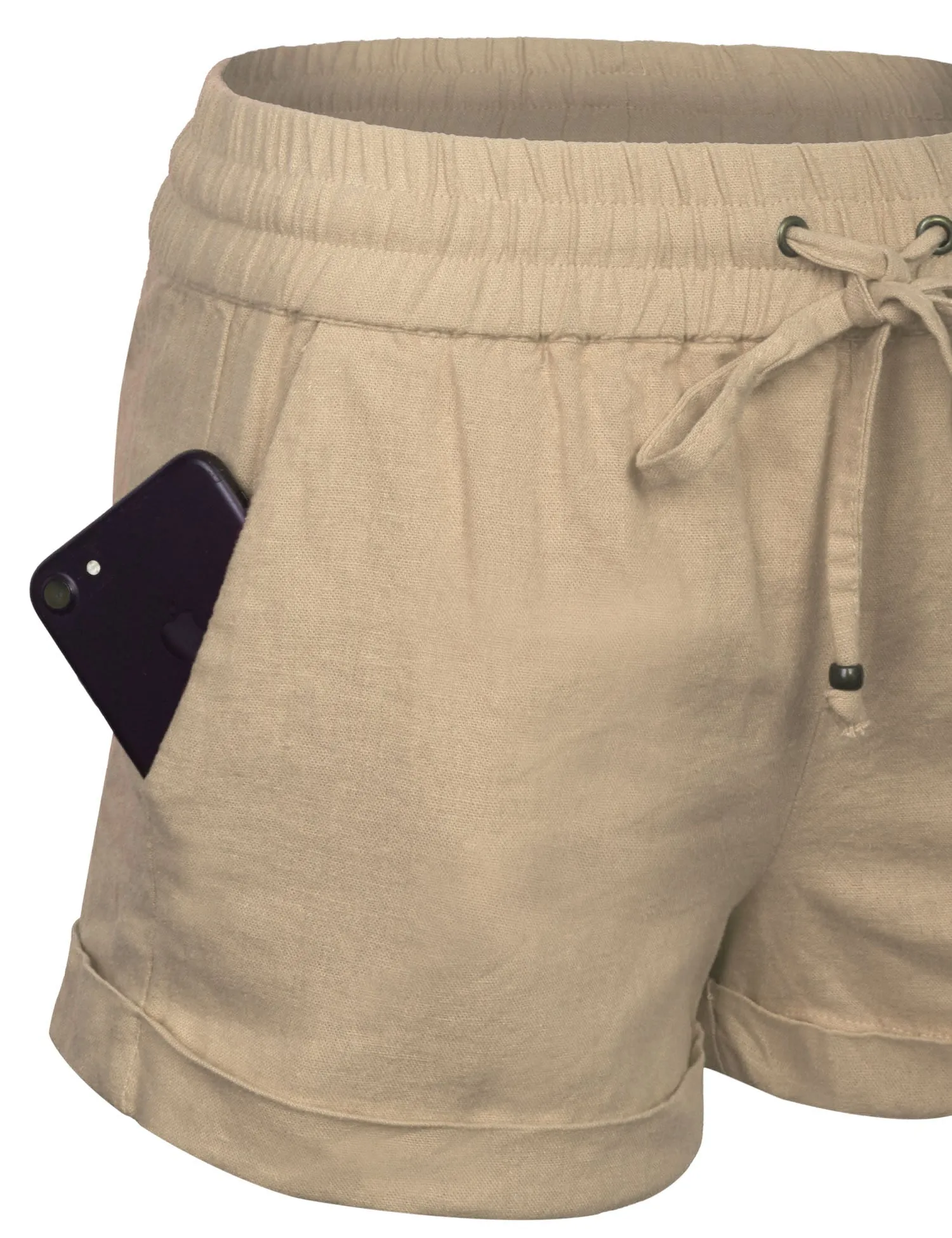 Womens Lightweight Linen Shorts with Drawstring