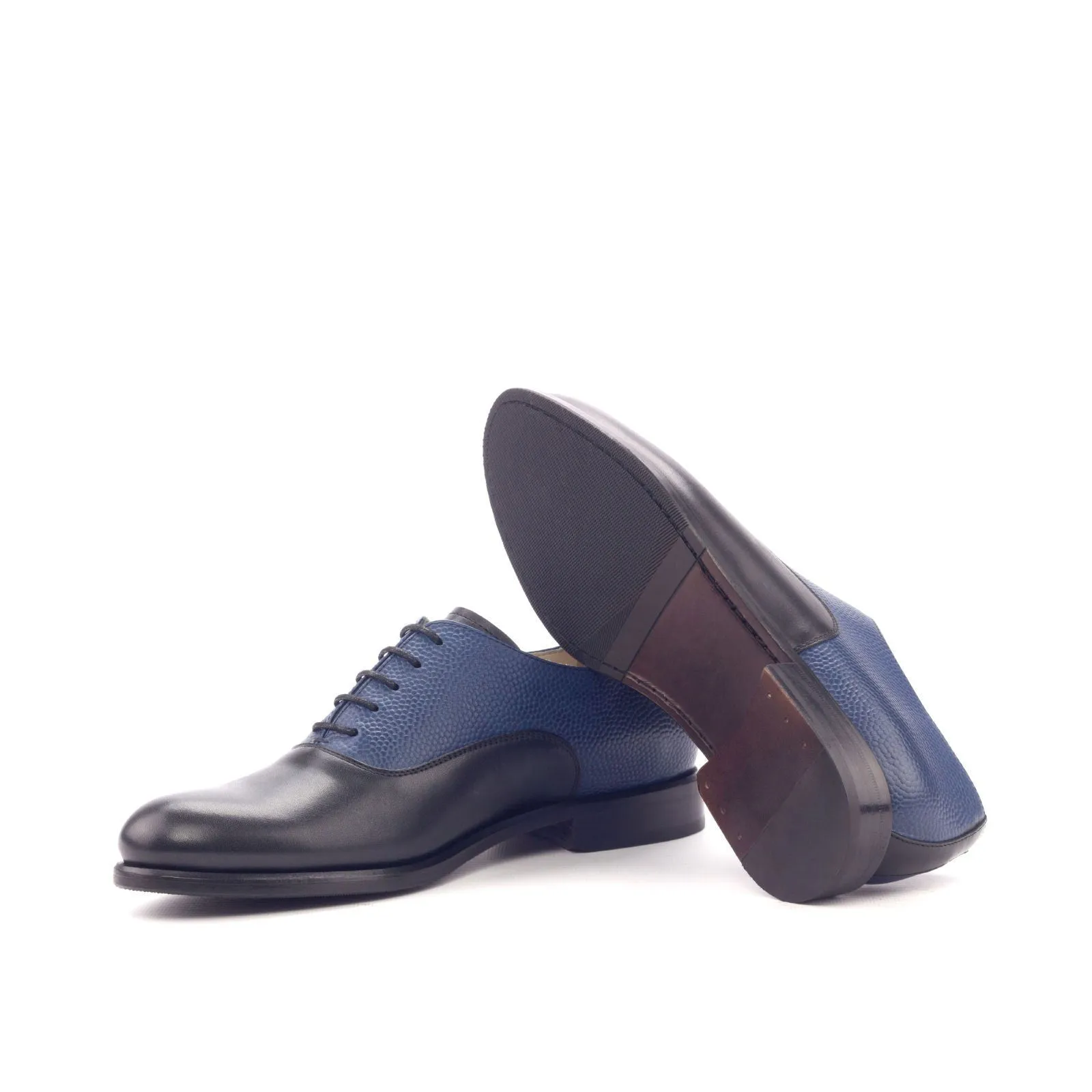 Women's Oxford Leather Shoes Black Blue 3092