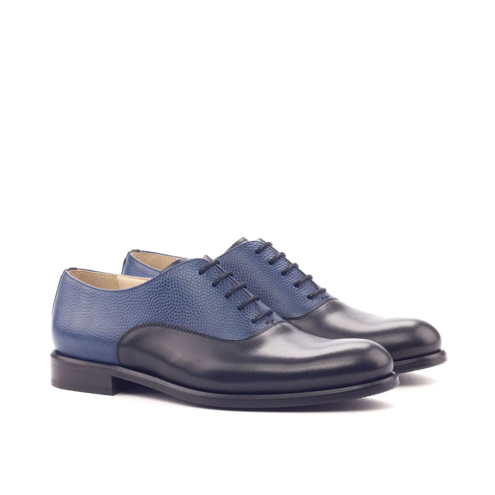 Women's Oxford Leather Shoes Black Blue 3092