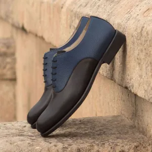 Women's Oxford Leather Shoes Black Blue 3092