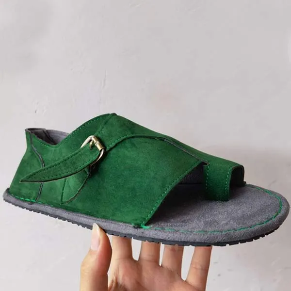 Women'S Vintage Slip-Toe Solid Flat Sandals 89857179C