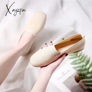 Xajzpa - Women's Casual Shoes Knitting Fabric Breathable Flats