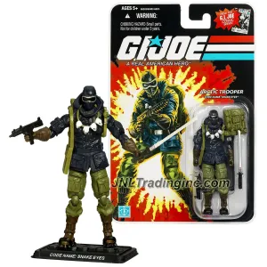 Year 2007 GI JOE A Real American Hero Comic 4 Inch Figure - Arctic Trooper SNAKE EYES with Submachine Gun, Katana, Backpack, Snow Shoes & Display Base